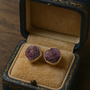 Natural Ruby Stud Earrings, Ruby Gemstone Posts, Raw Ruby Studs Earrings Gold, Ruby Jewelry,July Birthstone Jewelry, Dainty Ruby Earrings