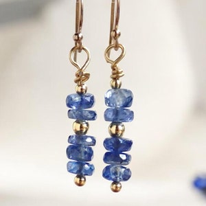 Blue Kyanite Dangle Earrings, Natural Kyanite Jewelry,September Birthstone Gift, Dainty Gemstone Dangles ,Blue Crystal Earrings,Gift for Her