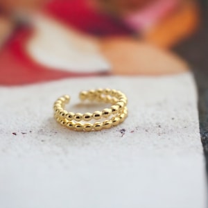 Gold Ear Cuff, Unpierced Upper Ear Cuff,  Sterling Siver 18k Gold Double Ear Cuff, Cartilage Ear Wrap, Non Pierce Gift,Small Simple Ear Cuff