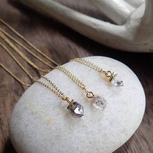 Herkimer Diamond Necklace, Diamond Birthstone Necklace,April Birthstone Gift,Raw Stone Necklace, Clear Crystal Necklace, Herkimer Jewelry