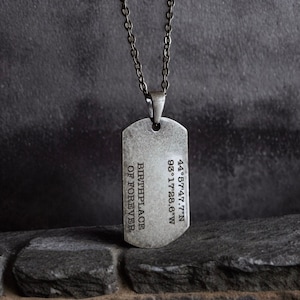 Personalized Engraved Dog Tag Coordinates Necklace for Men, Stainless Steel Mens Necklace,No Tarnish Waterproof Men&#39;s Jewelery, Gift for Him
