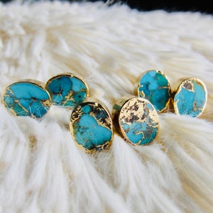 Genuine turquoise sales stud earrings