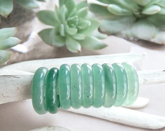 Adventurine Ring, Solid Green Stone Ring,  Adventurine Jewelry, Solid Gemstone Ring, Medium Band Ring, Carved Stone Ring, Good Luck Gift