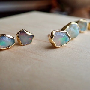 Opal Stud Earrings, Fire Opal Earrings, Opal Earrings, Birthstone Earrings, Opal Jewelry, Raw Opal Earrings,Natural Opal Earrings,Opal Studs