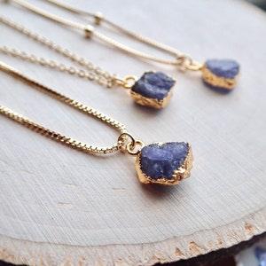 Natural Tanzanite Pendant Necklace, Raw Gemstone Necklace, December Birthstone Gift,Natural Crystal Necklace,Tanzanite Jewelry Gift for Her