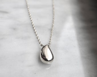 Water Drop Necklace, Sterling Silver Droplet Necklace, Silver Teardrop Necklace, Dainty Sterling Drop Necklace,Water Tear Drop Pendant Charm