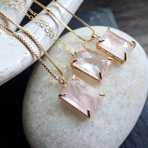 Rose Quartz Necklace Etsy