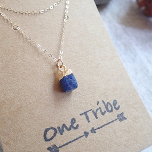 Raw Sapphire Necklace, Sapphire Necklace, Raw Stone Necklace, Blue Crystal Necklace, Sapphire Jewelry, September Birthstone,Sapphire Pendant