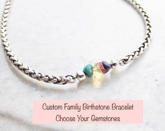 Silver Mother Bracelet Custom Family Birthstones,Mom Bracelet,Mothers Day Gift Silver Chain Braclet,Children Kids Birthstone Jewelry Gift