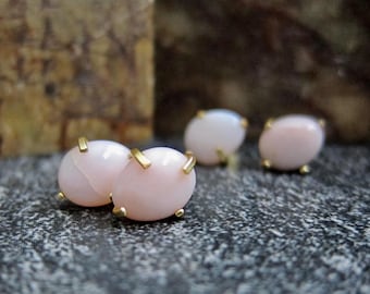 Pink Opal Earrings, Opal Stud Earrings, Opal Earrings, Peruvian Opal Earrings, Opal Jewelry, October Birthstone, Birthstone Earrings Gift