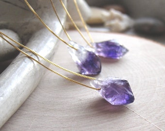 Raw Amethyst Birthstone Necklace, Healing Crystal Necklace, Raw Crystal Necklace, Amethyst Jewelry, Raw Gemstone  Pendant Necklace