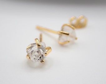 Kleine Herkimer Diamant Ohrringe,Rohkristall Ohrringe,Herkimer Ohrstecker,Edelstein Ohrringe,Winzige Edelstein Ohrringe,Birthstone Schmuck,Geschenk für Sie