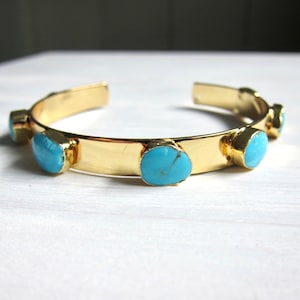 Turquoise Cuff Bracelet,Turquoise Bracelet,Turquoise Jewelry,Multi Stone Bracelet, Boho Turquoise Bangle Cuff, December Birthstone Gift