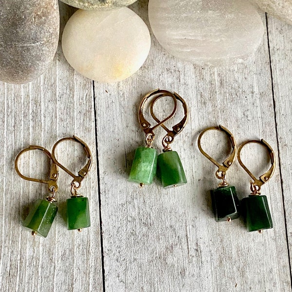 Jade Earrings, Genuine Jade Earrings,Natural Jade Earrings,Raw Stone Earrings,Jade Dangle Earrings,Green Jade Earrings, Green Stone Earrings