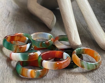 Carved Stone Ring, Fancy Agate Ring, Agate Stone Ring, Multi Color Agate Band Ring,Solid Stone Band, Natural Stone Ring, Solid Gemstone Ring