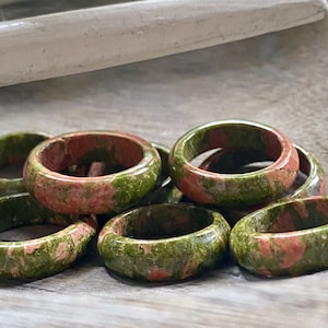 Unakite Solid Gemstone Ring, Stone Band Ring, Unakite Ring,Carved Stone Ring,Green Stone Ring ,Stone Thumb Ring,Energy Healing Stone Ring