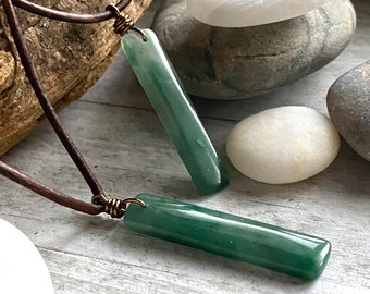 dark green jade nephrite necklace mens jade necklace green jewelry for men Valentines gifts for him green crystal pendant hunter gifts