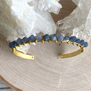 Sapphire Bracelet,Raw Sapphire Bracelet,Rough Sapphire Cuff,Sapphire Bangle,Raw Stone Braclet,Blue Gemstone Bracelet,Birthstone Jewelry image 5