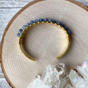 Sapphire Bracelet,Raw Sapphire Bracelet,Rough Sapphire Cuff,Sapphire Bangle,Raw Stone Braclet,Blue Gemstone Bracelet,Birthstone Jewelry image 3