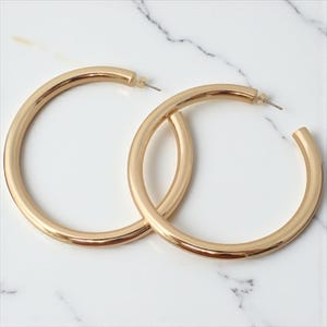 Gold Hoop Earrings Thick, Gold Tube Hoops, Tube Hoop Earrings,Large Gold Hoops, Chunky Gold Hoops, Medium Gold Hoop Earrings