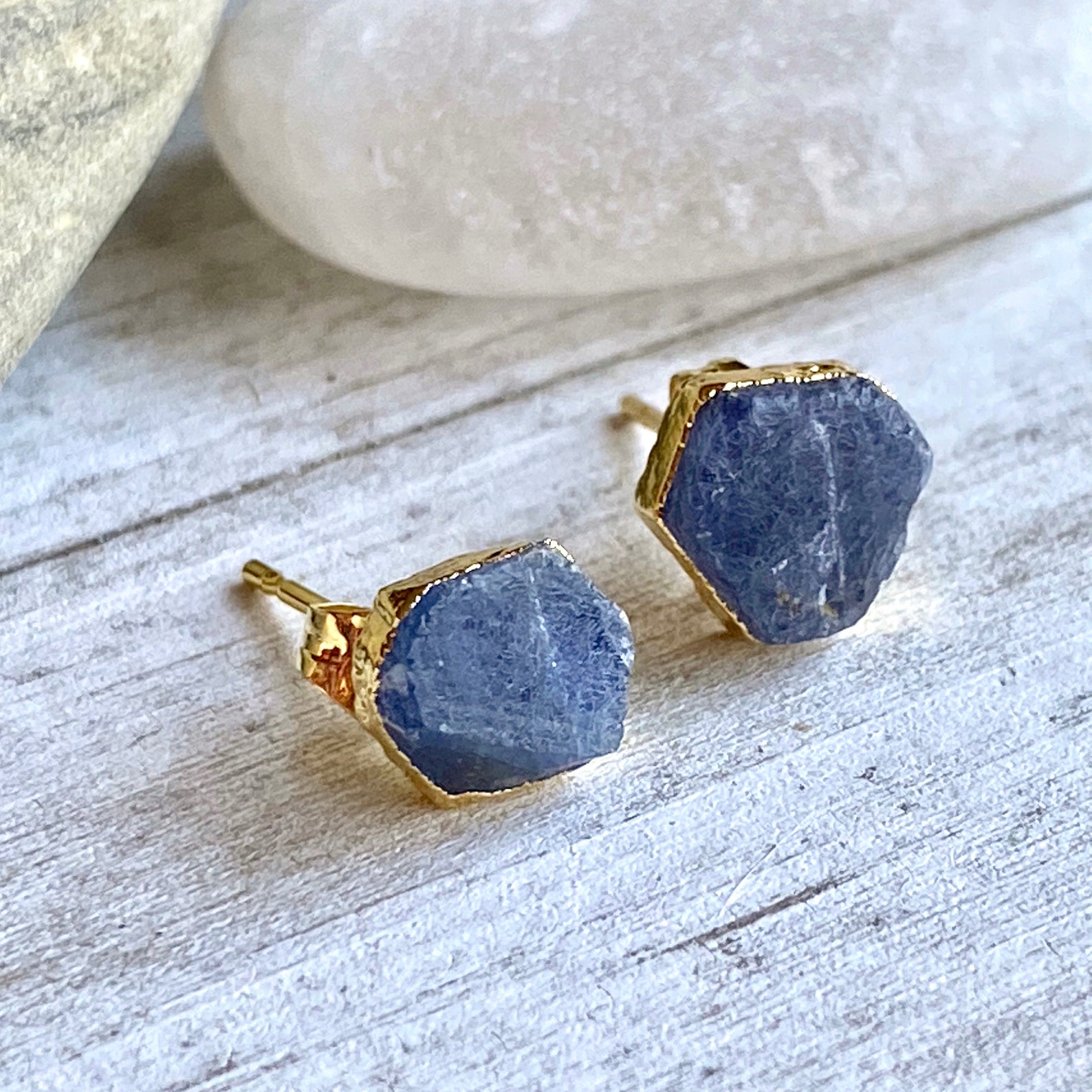 Stud Earrings Gemstone Birthstone Stud Earrings Sapphire Etsy