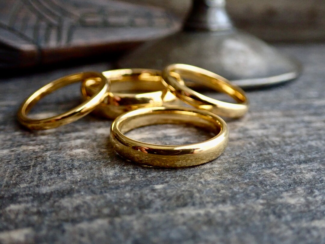 Men's 18k Gold Ring Shiny Gold Ring for Men Waterproof Etsy