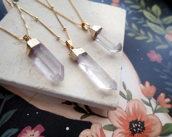 Raw Clear QUARTZ POINT Crystal Pendant Necklace, Crystal Jewelry, Natural Crystal Necklace, Quartz Jewelry, Gold Fill Quartz Necklace