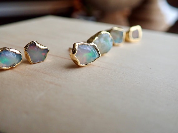 Opal Stud Earrings, Fire Opal Earrings, Opal Earrings, Birthstone Earrings,  Opal Jewelry, Raw Opal Earrings,natural Opal Earrings,opal Studs - Etsy