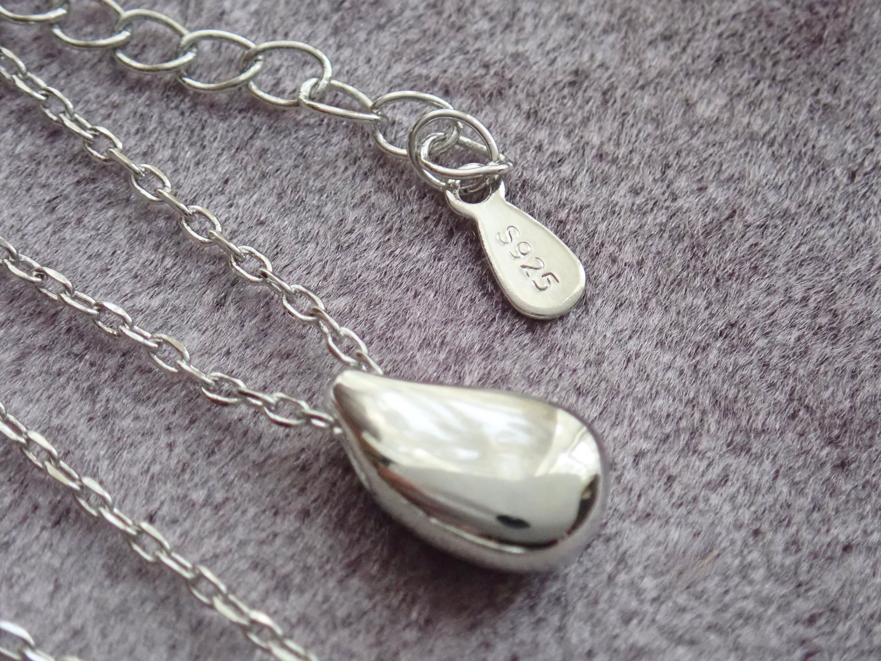Water Drop Necklace, Sterling Silver Droplet Necklace