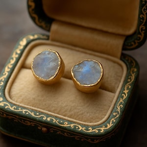Moonstone Stud Earrings, Raw Rainbow Moonstone Posts, Moonstone Jewelry, Dainty Gemstone Earrings, Crystal Birthstone Earrings Gift for Her