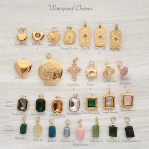 Charms for Necklace Waterproof No Tarnish Charms, Charm Bar,Add-On Charms,Removable Slide On Charm,Add a Charm,Custom Charm Necklace Gift