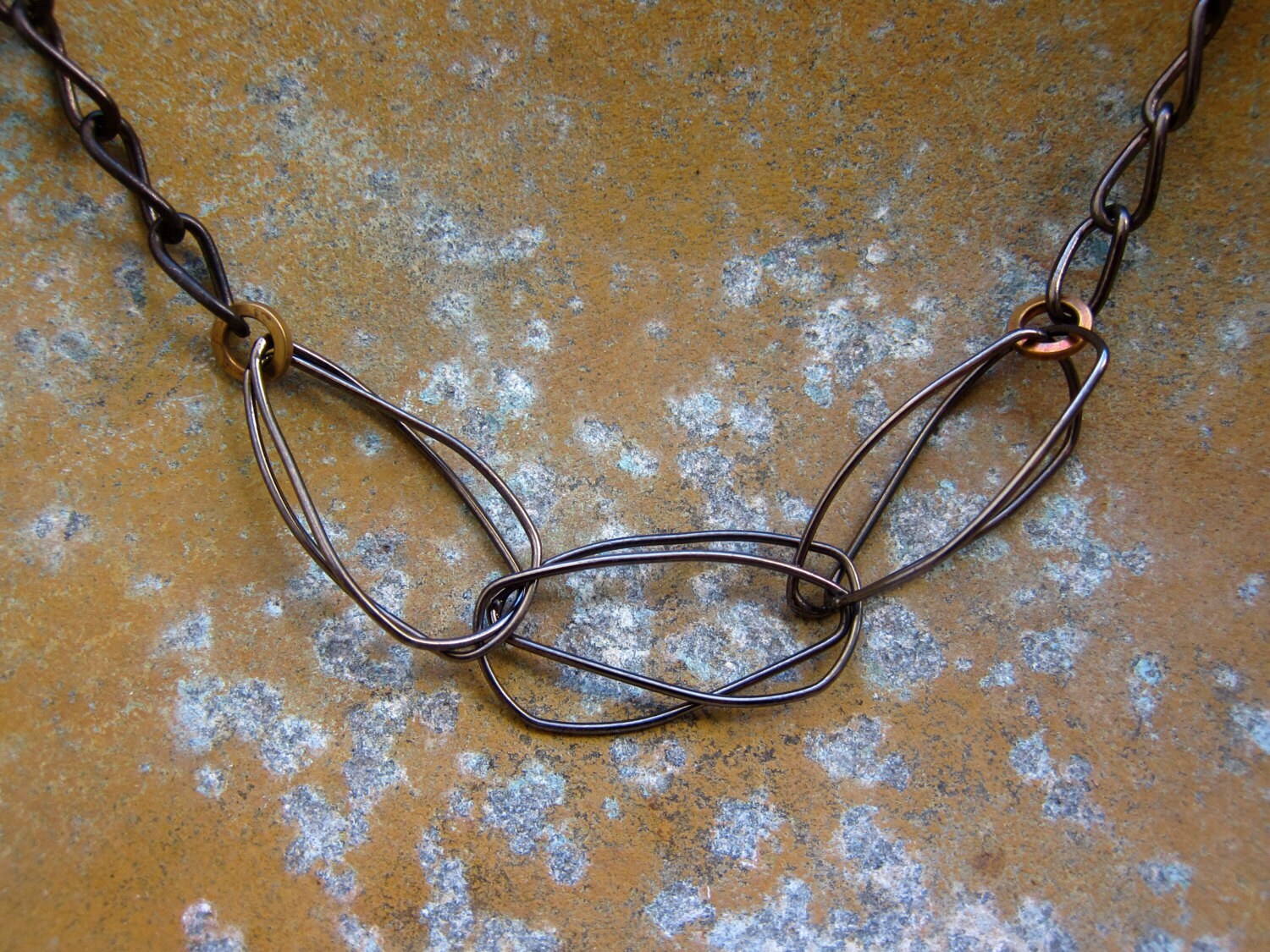 Modernist NecklaceLarge Chain Link NecklaceOxidized Silver | Etsy