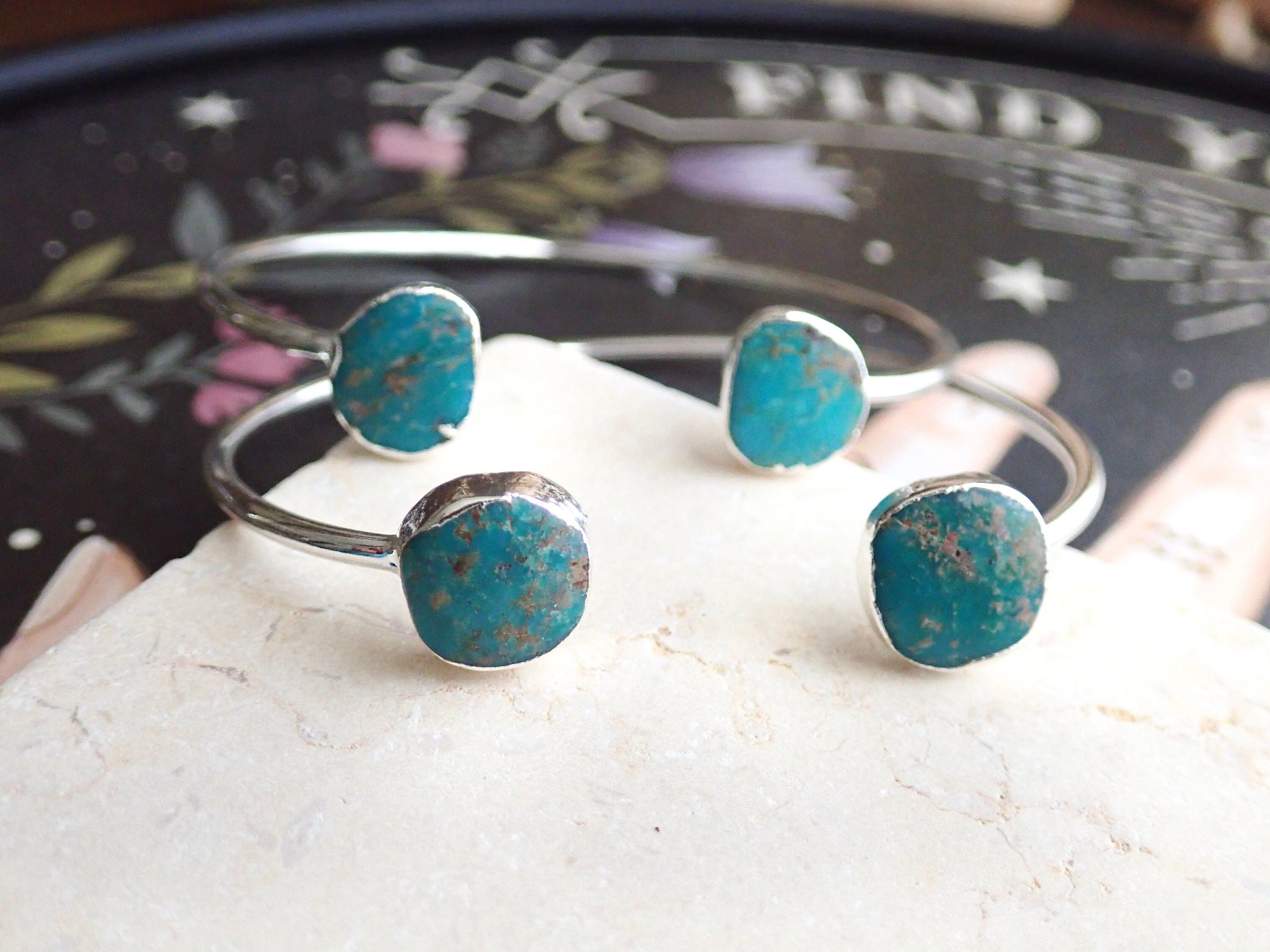 Turquoise Open Cuff Bracelet Silver, Turquoise Cuff Bracelet