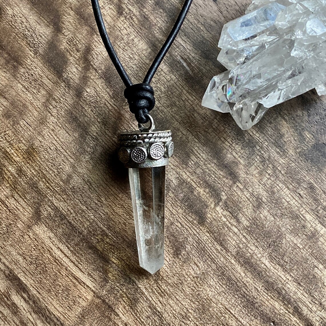 Mens Crystal Pendant Necklacemen's Necklaceman Stone Etsy