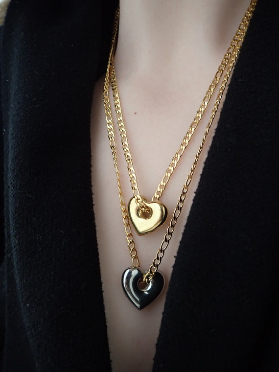 18K Gold Filled Balloon Puffy Heart Charm Necklace Cute Gold Jewelry Heart  Pendant Necklace Gold Vermeil Jewelry Gold Filled Jewelry 