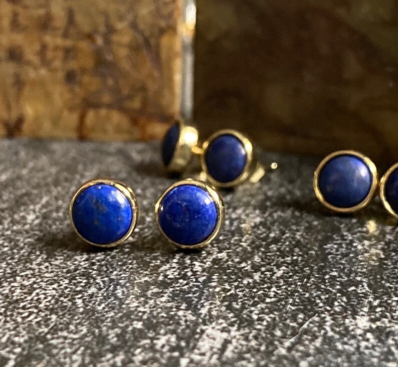 Lapis Lazuli Earrings Lapis Lazuli Studs Lapis Lazuli Stud Etsy