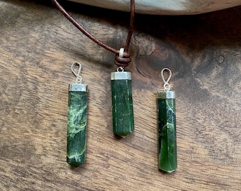 Mens Jade Necklace, Jade Necklace Men, Jade Necklace Man, Silver Jade Pendant, Green Stone Pendant Necklace, Mens Leather Necklace