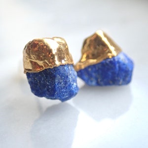 Lapis Lazuli Stud Earrings, Lapis Jewelry, Gold Lapis Studs, Blue Stone Earrings, Gold Lapis Studs Earrings, Gold Dipped Gemstone Posts