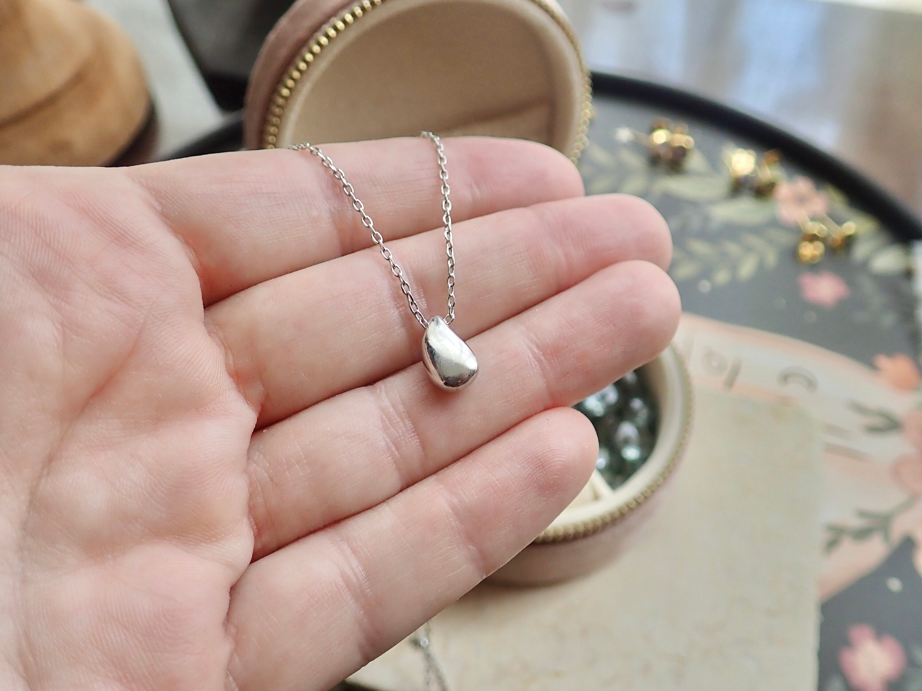 Water Drop Necklace, Sterling Silver Droplet Necklace