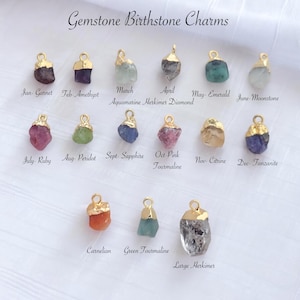 Birthstone Charms for Necklace, Small Gemstone Charms Gold, Add-On Charms,Removable Slide On Charm,Mix and Match Charm,Custom Charm Necklace