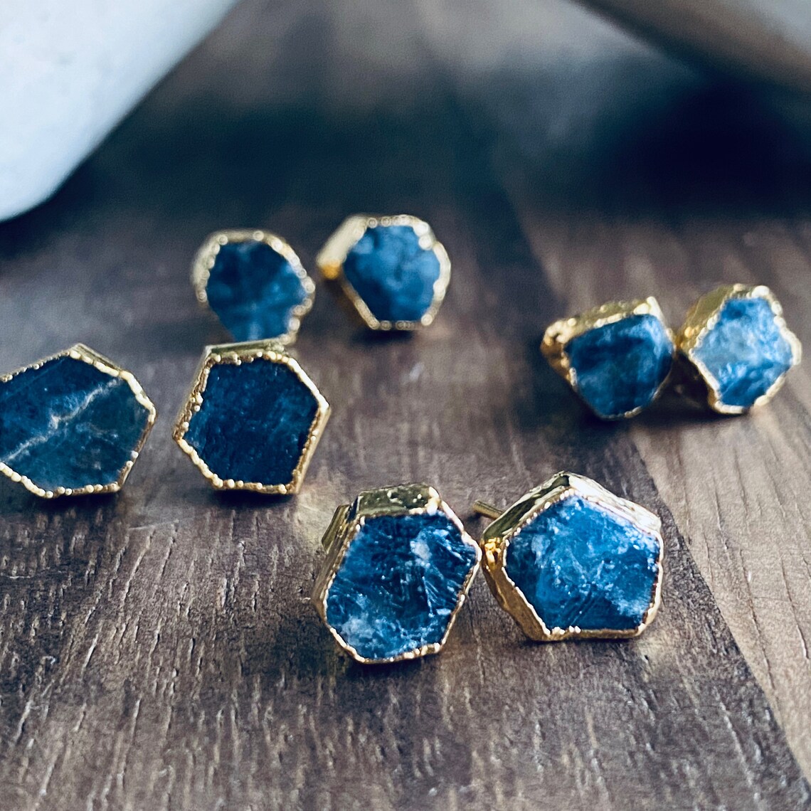 Stud Earrings Gemstone Birthstone Stud Earrings Sapphire Etsy