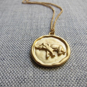 Elephant Necklace , Elephant Charm Necklace,Gold Coin Elephant Necklace,Gold Charm Necklace,Good Luck Charm,Gold Coin Necklace,Elephant Gift