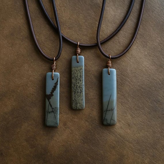 Wild Horse Picture Jasper Necklace for Men – Earthy Stone Pendant