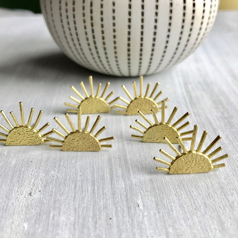 Sun Stud Earrings Sun Earrings Stud Celestial Earrings Gold Etsy