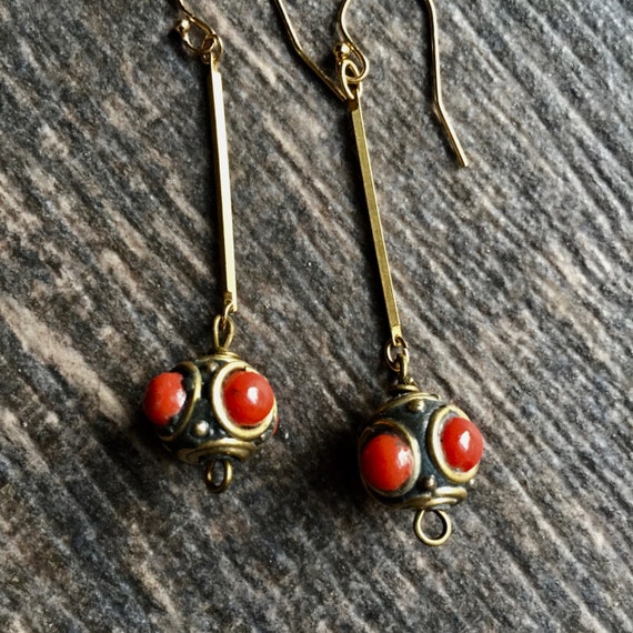Coral EarringsCoral Earrings GoldGold Coral EarringsTibetan Etsy