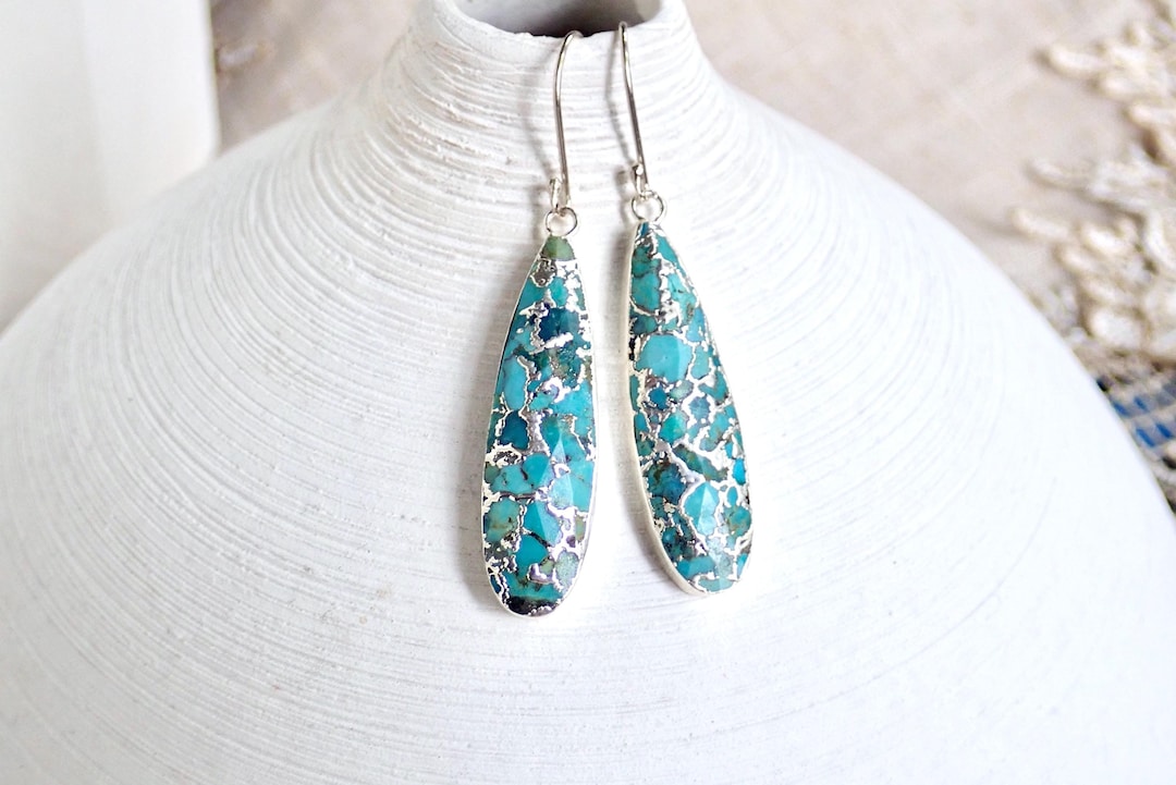 Turquoise & Sea Green Crystal Dangle Earring
