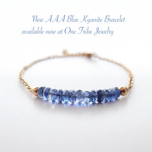 Delicate Blue Kyanite Chain Bracelet,Dainty Gemstone Bracelet, Kyanite Jewelry, September Birthstone Gift for Her, Waterproof Bracelet