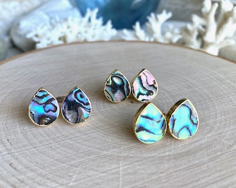 Mother of Pearl Earrings,Abalone Shell Earrings,MOP Studs Earrings,Teardrop Earrings Gold,Geometric Stud Earrings Gold, Bridesmaids Gift