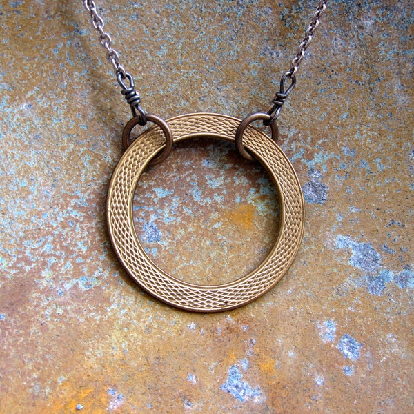Cirkel ketting met gemengde metalen ketting, koperen slang Ring ketting, cirkels, eenvoudig, Keltische, Norse, dagelijks ketting, Romeinse sieraden, Ring ketting