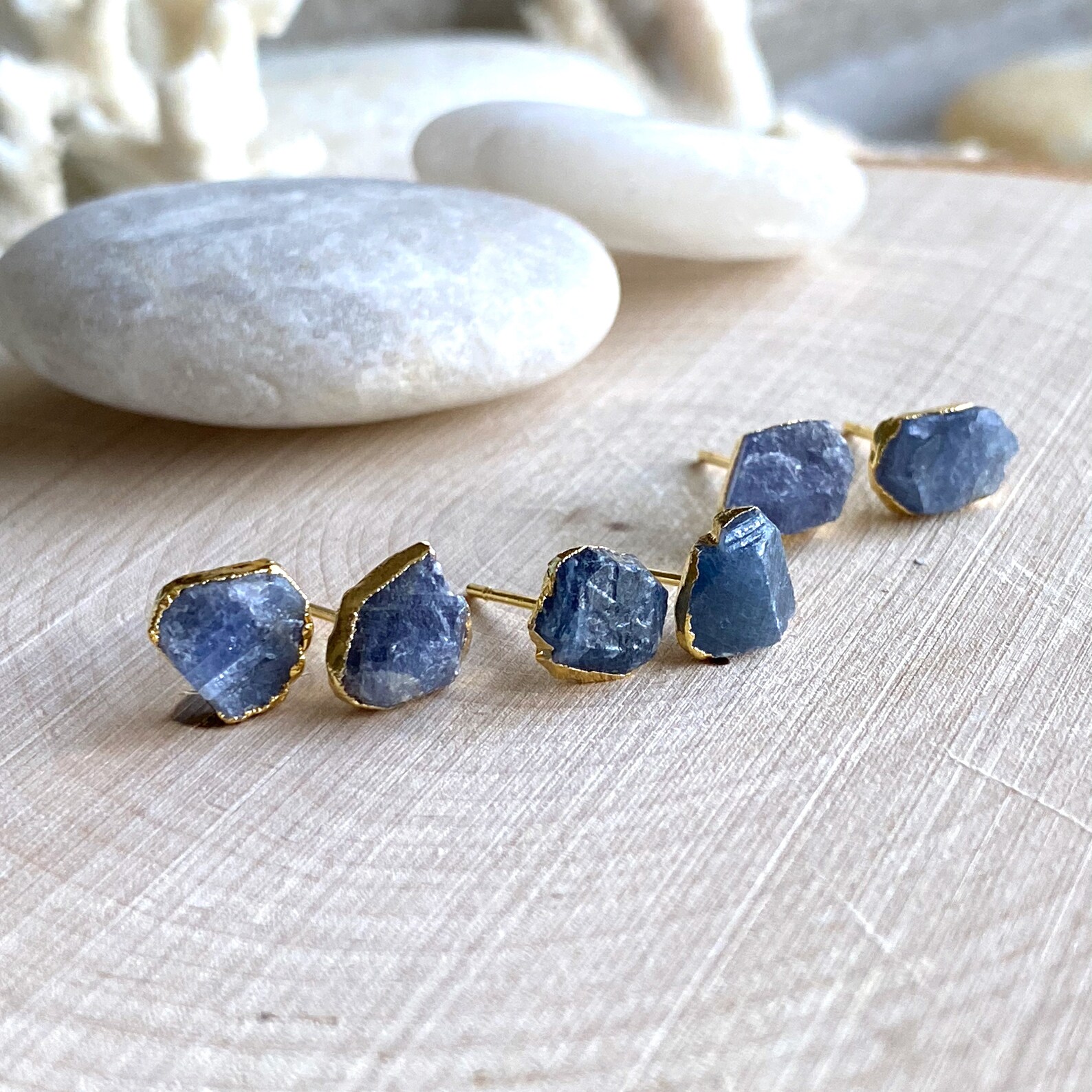 Stud Earrings Gemstone Birthstone Stud Earrings Sapphire Etsy
